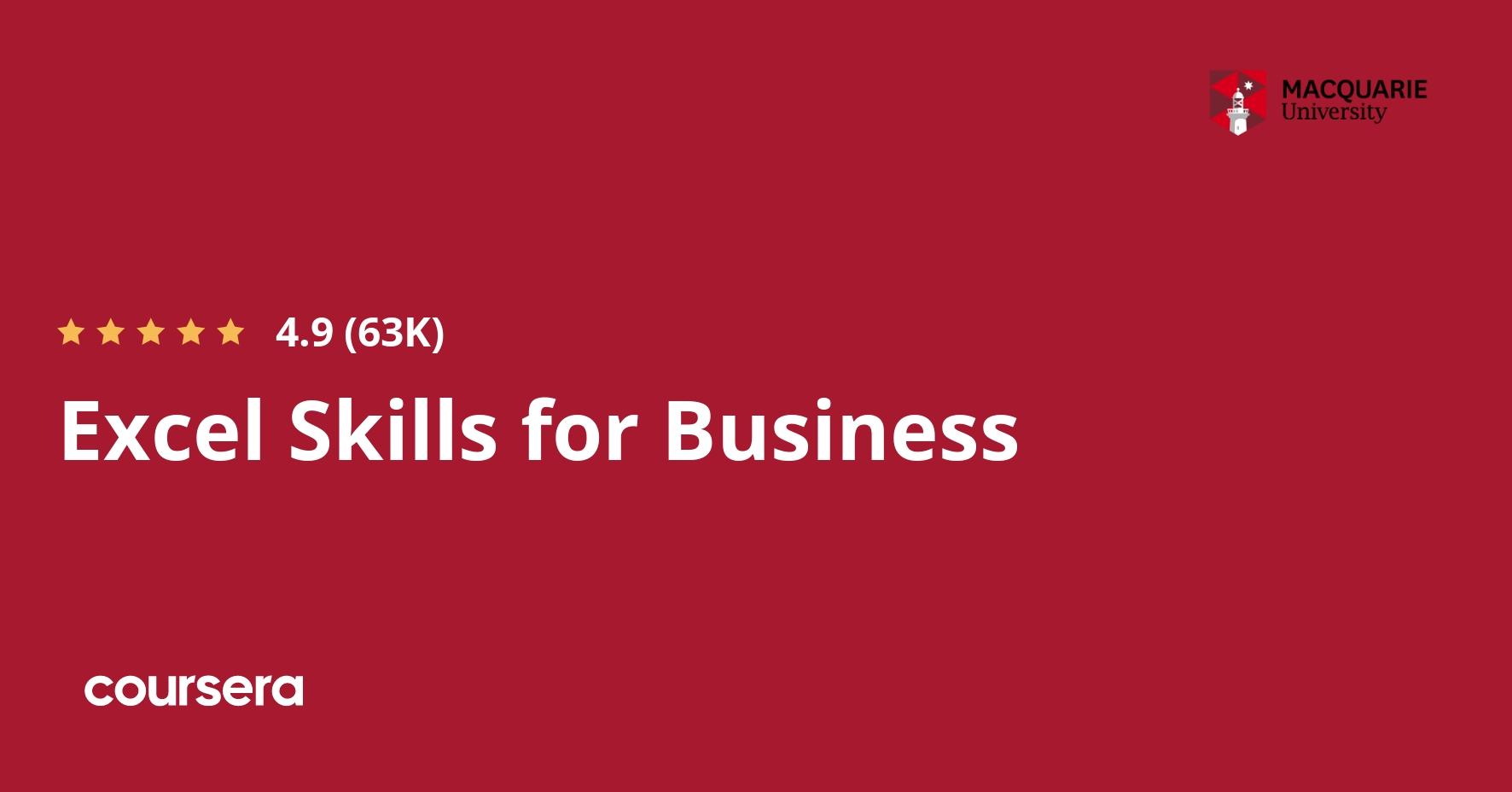 Excel Skills for Business Specialization — Coursera course thumbnail